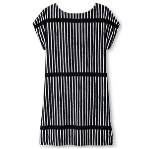 Marimekko Black/White striped Dress/ Swimsuit cover-up, light terrycloth Small